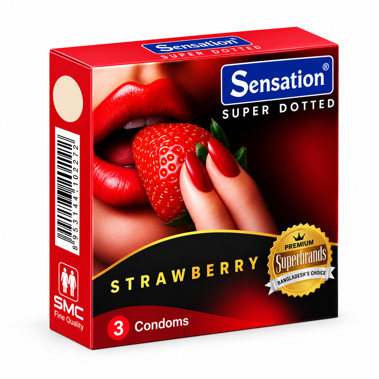 Sensation Super Dotted Scented Strawberry condom 3Pcs